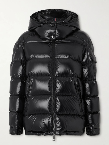  Moncler   Maire Hooded Quilted Glossed Shell Down Jacket   Black 