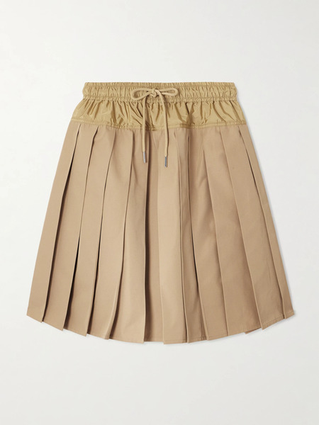  Moncler   Shell Trimmed Pleated Twill Skirt   Beige 