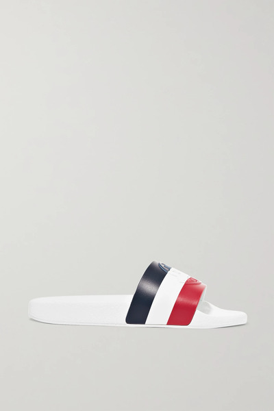  Moncler   Striped Rubber Slides   White 