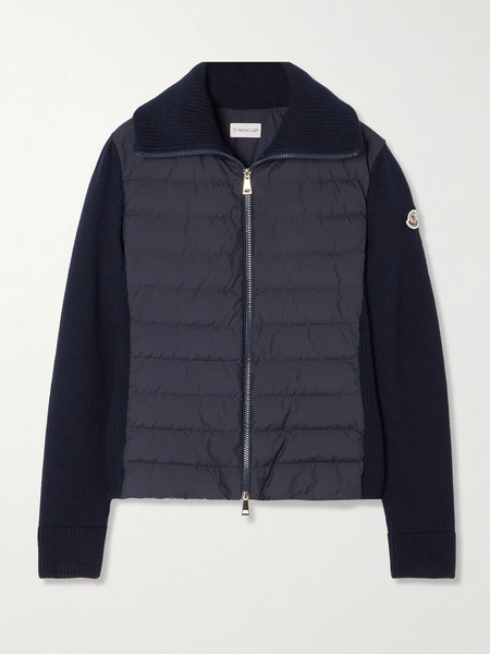  Moncler   Wool And Padded Quilted Shell Down Cardigan   Navy 