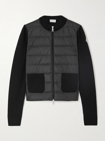  Moncler   Wool And Quilted Shell Down Cardigan   Black 