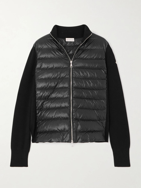  Moncler   Wool And Quilted Shell Down Cardigan   Black 