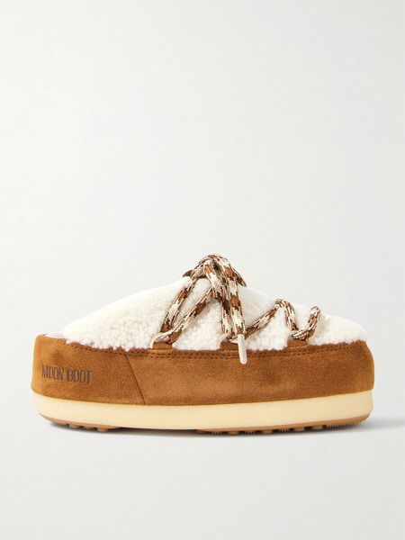  Moon Boot   Evx Shearling And Suede Mules   Tan 
