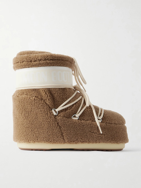  Moon Boot   Icon Low Nylon Trimmed Fleece Snow Boots   Camel 