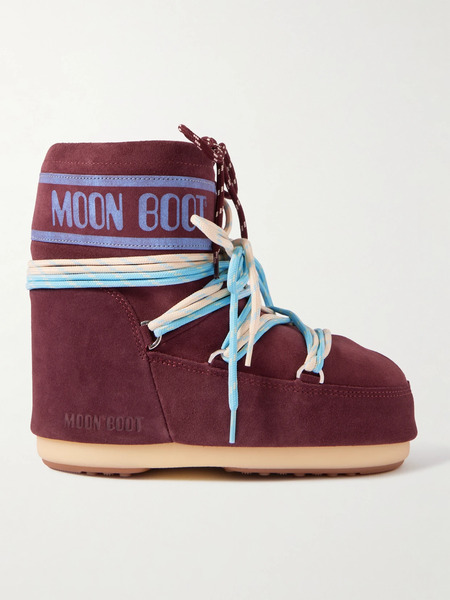  Moon Boot   Icon Low Printed Suede Snow Boots   Chocolate 