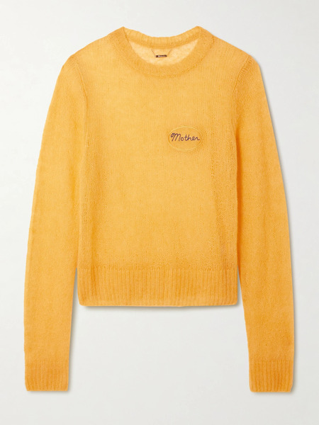  Mother   Embroidered Open Knit Alpaca Blend Sweater   Yellow 