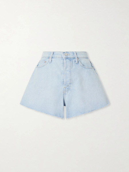  Mother   Flutter Denim Shorts   Light Denim 