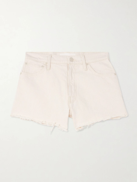  Mother   The Dodger Frayed Denim Shorts   Off White 