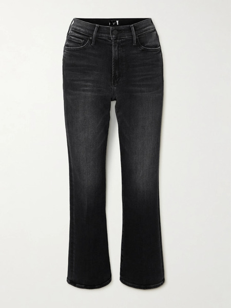  Mother   The Outsider Flood Cropped Mid Rise Bootcut Jeans   Black 
