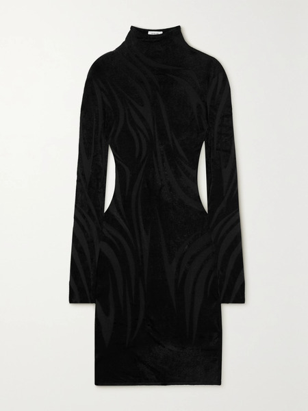  Mugler   Chenille Turtleneck Mini Dress   Black 