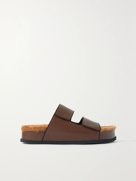  Neous   Dombai Shearling Lined Leather Slides   Dark Brown 