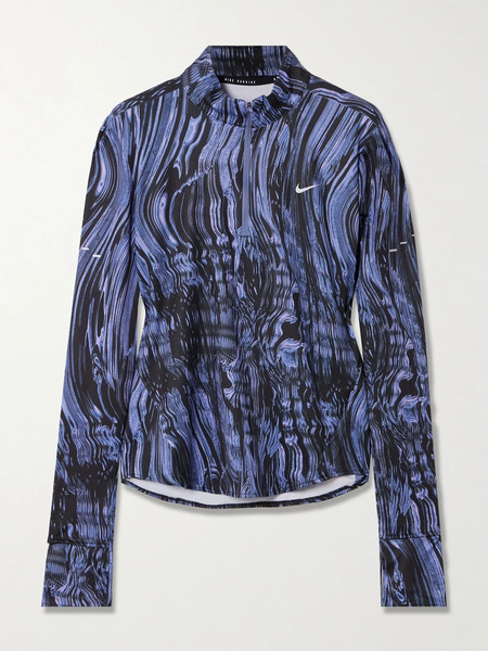  Nike   Swift Printed Stretch Shell Half Zip Running Top   Blue 