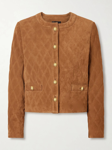  Nili Lotan   Amy Quilted Suede Jacket   Camel 