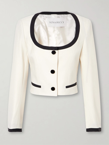  Nina Ricci   Cropped Wool Gabardine Jacket   White 
