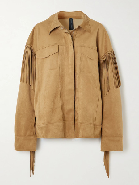  Norma Kamali   Fringed Oversized Brushed Jacket   Brown 