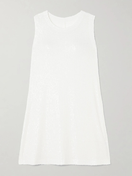  Norma Kamali   Sequined Jersey Mini Dress   White 