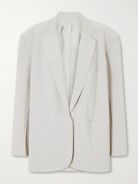  Norma Kamali   Single Breasted Stretch Jersey Blazer   Gray 