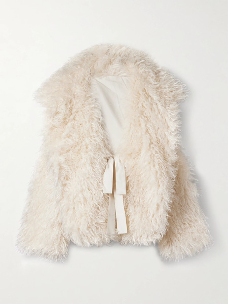  Norma Kamali   Sleeping Bag Fleece Coat   Cream 