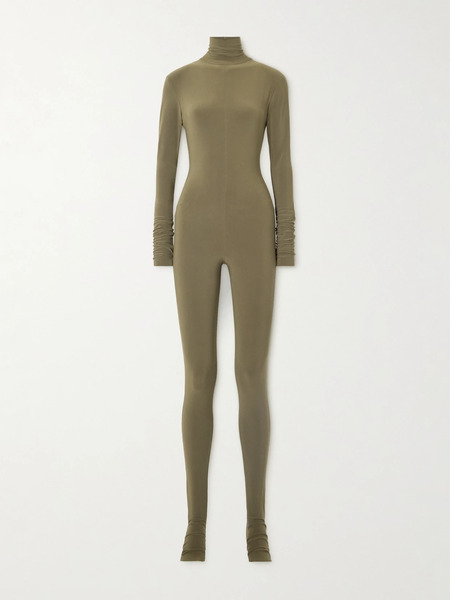  Norma Kamali   Stretch Jersey Turtleneck Jumpsuit   Brown 