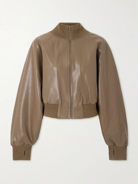  Norma Kamali   Vegan Turtleneck Bomber Jacket   Brown 