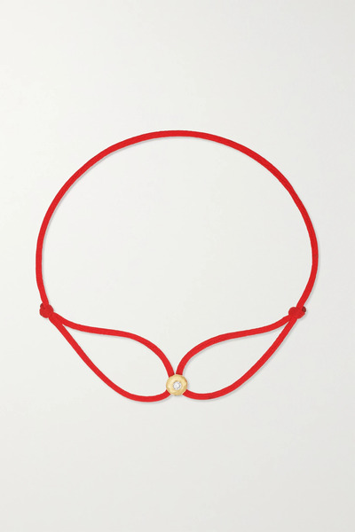  Octavia Elizabeth   + Net Sustain Parachute Nesting Gem 18 Karat Recycled Gold, Diamond And Cord Bracelet   Red 