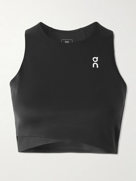  On   Court Cropped Stretch Recycled Top   Black 