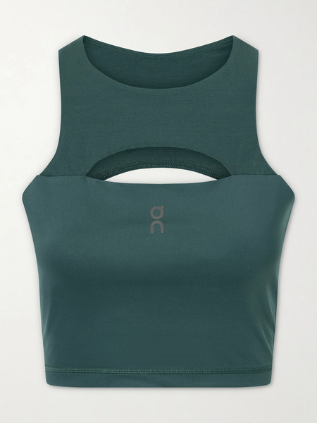  On   Performance Training Cropped Running Top   Green 