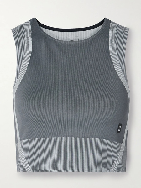  On   Studio Cropped Ribbed Stretch Recycled Tank   Gray 