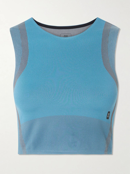  On   Studio Cropped Ribbed Stretch Tank   Blue 