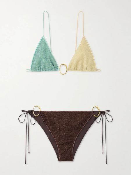  Oséree   Lumière O Kini Embellished Lurex Triangle Bikini   Multi 