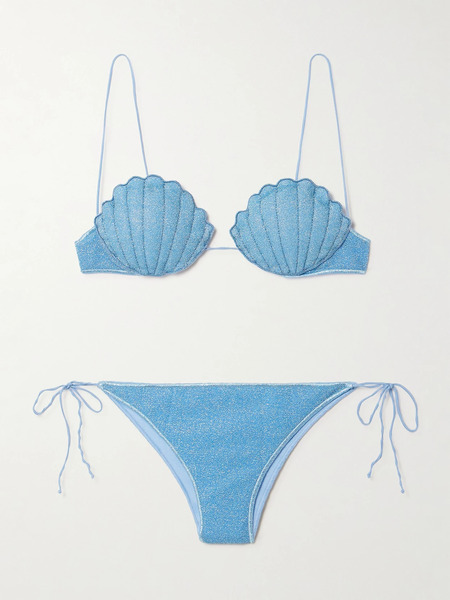  Oséree   Lumière Shell Lurex Bikini   Light Blue 