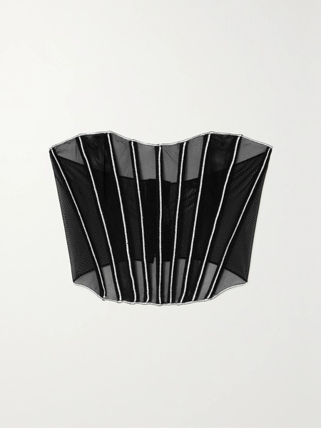  Oséree   Shell Metallic Mesh Bustier Top   Black 
