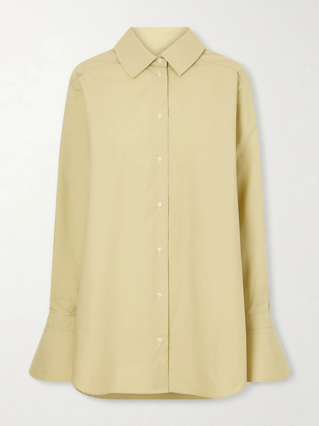  Ossou   Haze Cotton Poplin Shirt   Sage Green 
