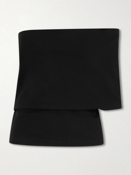  Ossou   Lynx One Shoulder Stretch Jersey Top   Black 