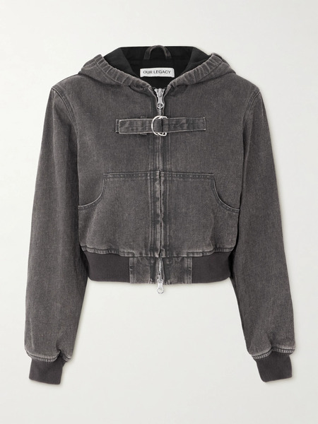  Our Legacy   Cropped Hooded Denim Jacket   Gray 