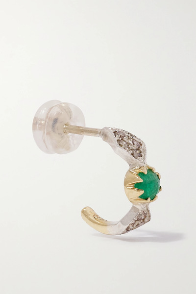  Pascale Monvoisin   Adele N°1 9 Karat Gold, Sterling Silver, Emerald And Diamond Single Earring   One Size 