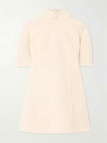  Patou   Turtleneck Wool Blend Tweed Mini Dress   Cream 