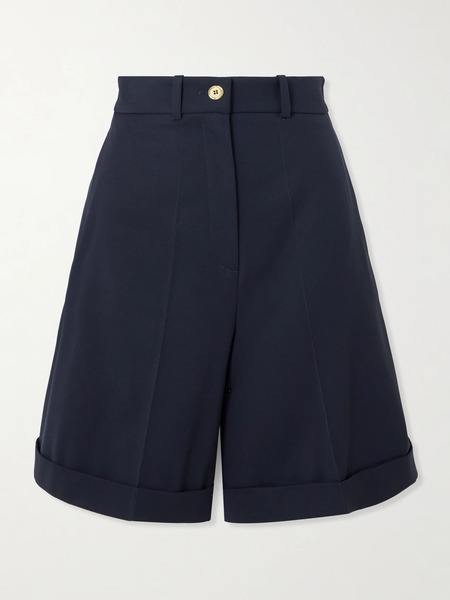  Patou   Wool Blend Twill Straight Leg Shorts   Navy 
