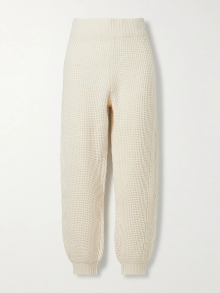  Perfect Moment   Crystal Cable Knit Wool Tapered Pants   Cream 