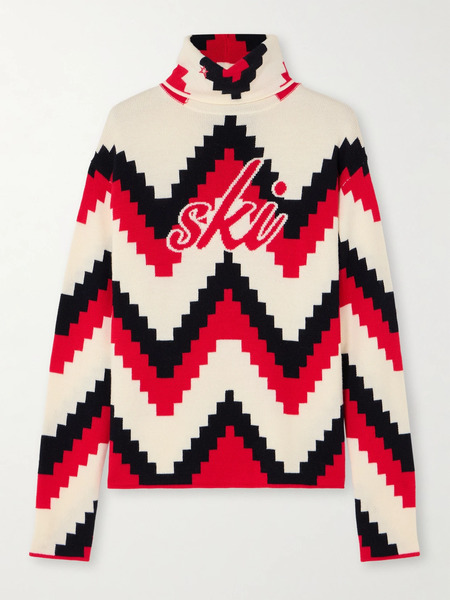  Perfect Moment   Intarsia Merino Wool Turtleneck Sweater   Multi 