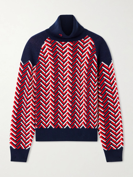  Perfect Moment   Jacquard Knit Wool Turtleneck Sweater   Red 
