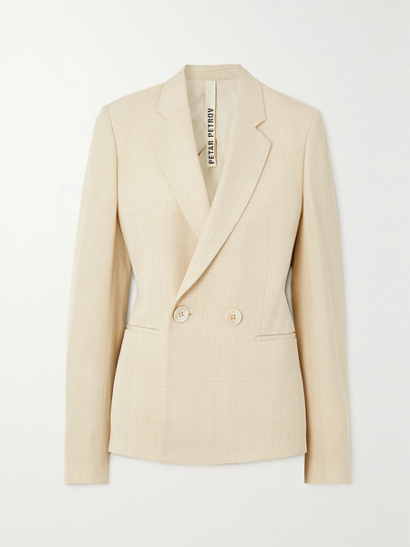  Petar Petrov   Double Breasted Woven Blazer   Ivory 