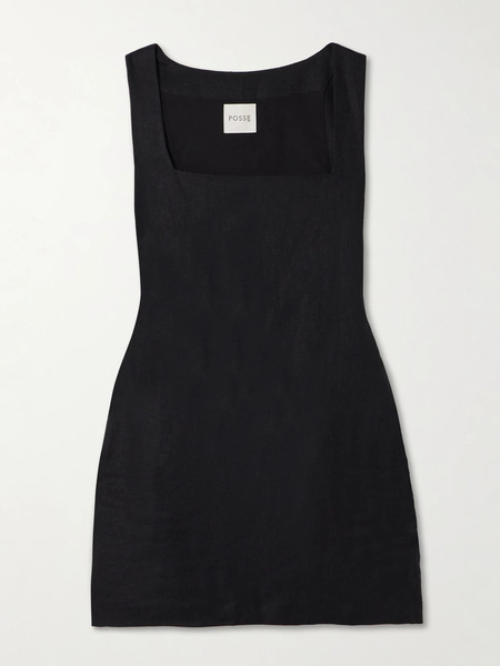  Posse   Alice Linen Mini Dress   Black 