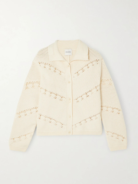 Posse   Dylan Crocheted Cardigan   Cream 
