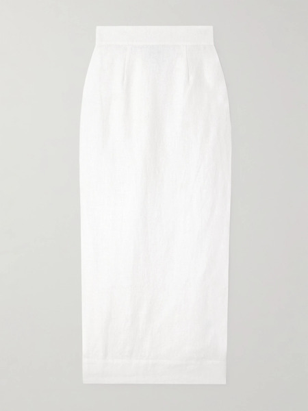 Posse   Emma Linen Midi Skirt   Ivory 