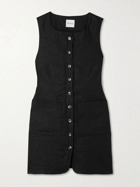  Posse   Emma Linen Mini Dress   Black 