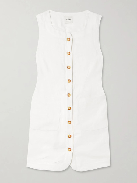 Posse   Emma Linen Mini Dress   Ivory 