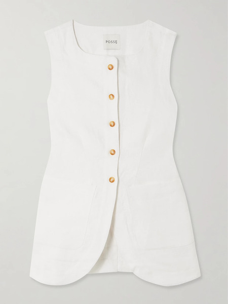  Posse   Emma Linen Vest   Ivory 