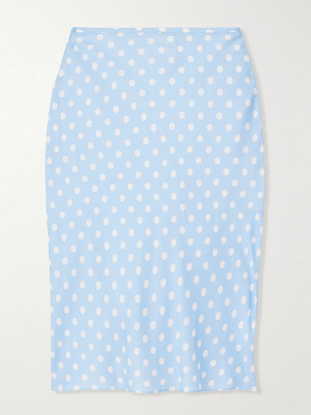  Posse   Leo Polka Dot Tencel™ Blend Satin Skirt   Blue 