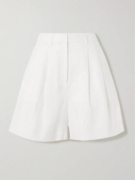  Posse   Marchello Pleated Linen Shorts   Ivory 